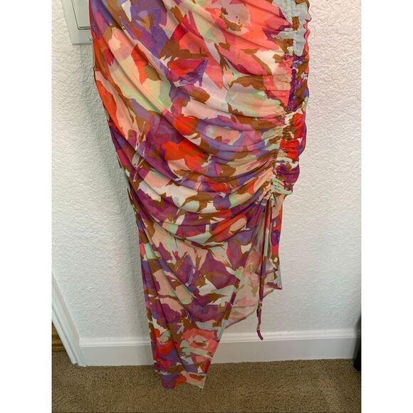 Nicholas Maeve Floral Ruched Dress Pink Abstract Floral Size XS - Picture 8 of 12